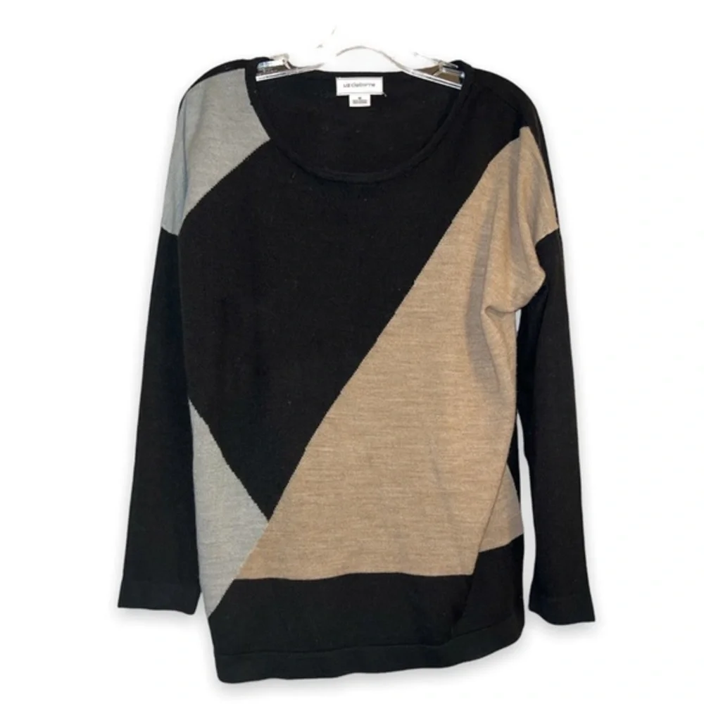 Vintage Liz Claiborne Geometric abstract knit pull over sweater sz M
